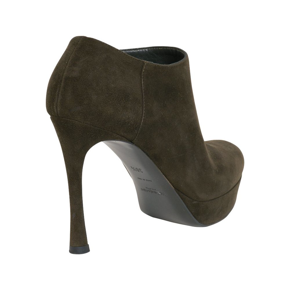 YSL Bootie Dark Green Suede Ankle Boot Yves Saint Laurent 36.5 / 6.5 - Picture 5 of 6